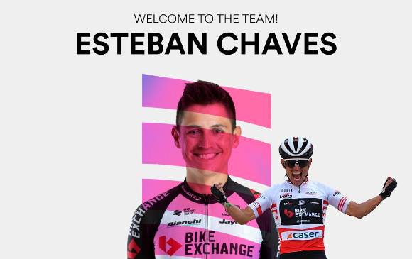 Esteban Chaves se mostró emocionado por el nuevo reto que afrontará desde 2022 con su nuevo equipo. FOTO TWITTER @ESTECHARU