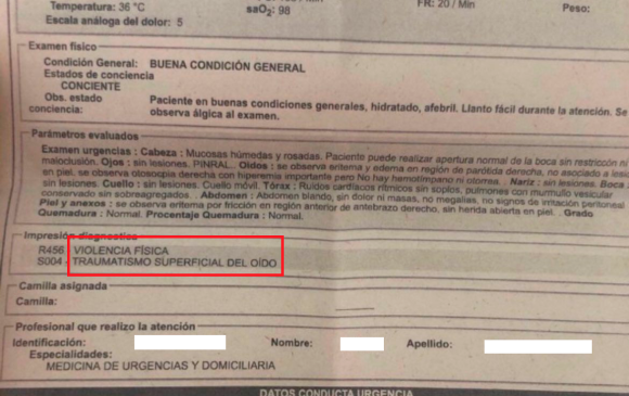 Este fue el documento médico conocido en la tarde de este domingo. Cortesía