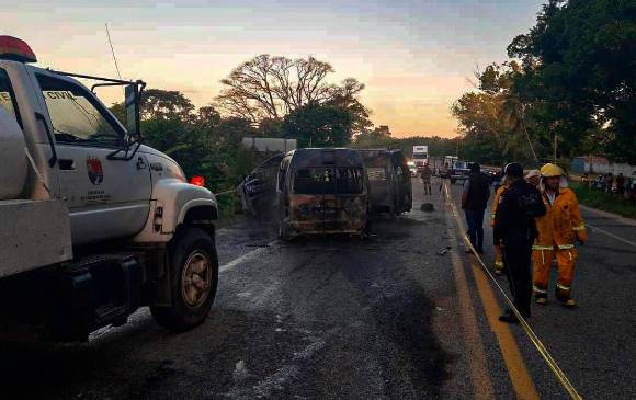 Esta es la imagen del accidente de este martes ocurrido en Chiapas, México. FOTO EFE