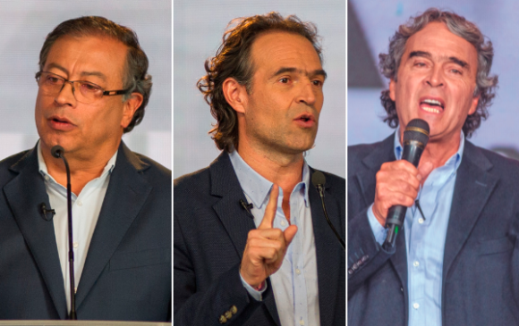 Los candidatos presidenciales Gustavo Petro, Federico Gutiérrez y Sergio Fajardo. FOTO COLPRENSA