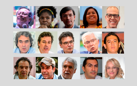 Los 15 precandidatos que integran las tres consultas presidenciales. FOTO ARCHIVO