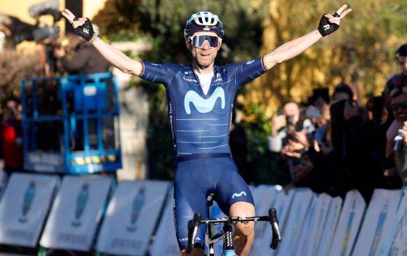 Alejandro Valverde celebró su primer triunfo en el 2022. FOTO TWITTER ALEJANDRO VALVERDE