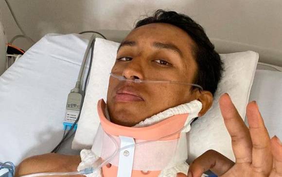 Esta es una de las primeras imágenes que compartió el corredor colombiano en sus redes, tras el accidente. FOTO TOMADA INSTAGRAM 