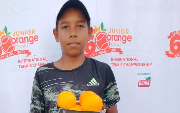 En la categoría de los 12 años, el paisa Juan Miguel Bolívar se quedó con el subtítulo del Orange Bowl. FOTO CORTESÍA