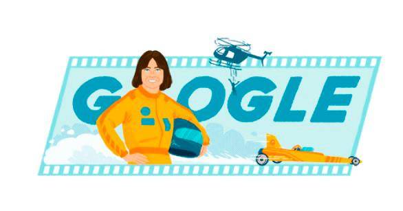 Este es el homenaje que Google le hizo a Kitty Linn O’Neil, recordada como la mujer más veloz deol mundo. FOTO TOMADA PANTALLAZO