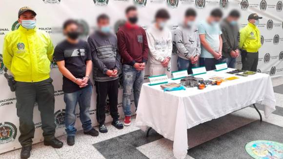 Los detenidos en la operación policial contra la banda “el Ventiadero”. FOTO: CORTESÍA DE LA POLICÍA.