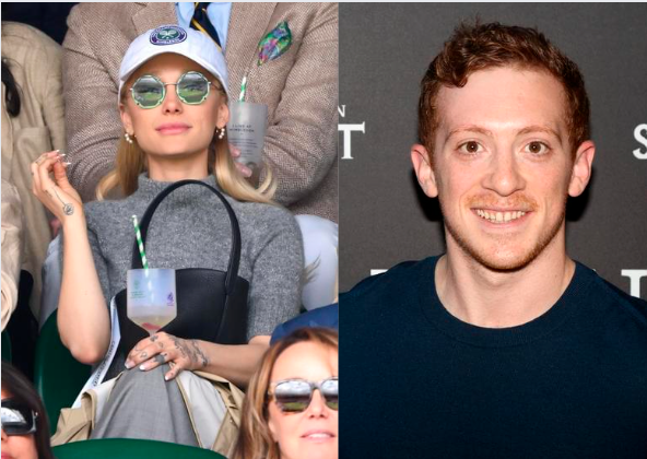 Izq. Ariana Grande durante la final masculina del torneo de tenis de Wimbledon. Der. Ethan Slater. Fotos Getty. 