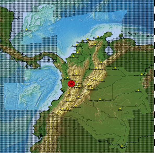 El Servicio Geológico Colombiano reportó un sismo preliminar de magnitud 4,2 este 9 de marzo. FOTO: Servicio Geológico Nacional. 