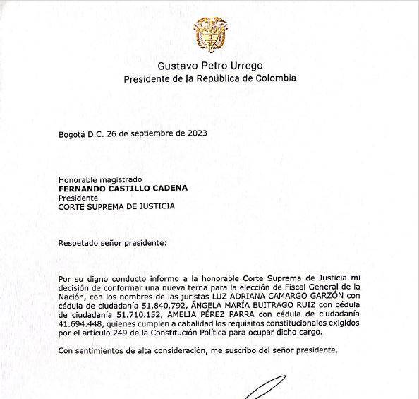Atención: Petro cambió su terna para fiscal general, sacó a Cerón e incluyó a Luz Adriana Camargo
