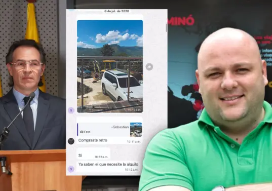 Federico Gutiérrez reveló, en una rueda de prensa, que dineros de la presunta corrupción de Miguel Quintero, hermano del exalcalde Daniel Quintero, habrían terminado en testaferros en Estados Unidos. En grupos de WhatsApp, Miguel y otras personas ostentaban de compras extravagantes, como una retroexcavadora. Fotos: cortesía.