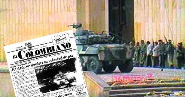 Llegada del Ejército al Palacio de Justicia. Ante la negativa del M-19 de retirarse, las tropas decidieron usar tanquetas para ingresar al lugar. FOTO COLPRENSA