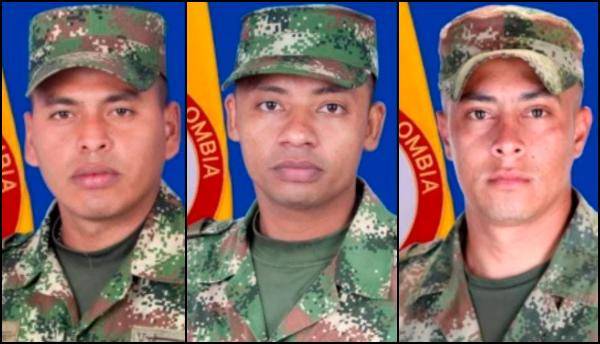 Enairo Martínez, Sebastián Espitia y Álvaro Torres: los tres militares víctimas del ataque en Ituango, Antioquia FOTO CORTESÍA