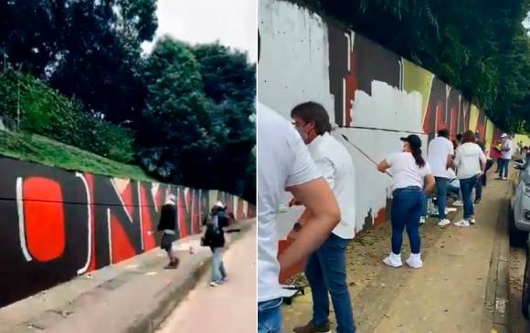 El mural fue hecho el pasado sábado en El Poblado, en Medellín. FOTO CAPTURA DE VIDEO