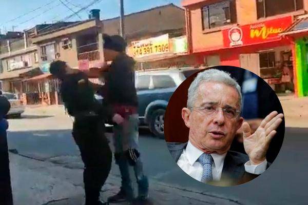 En el video se ve cómo un ciudadano le da cachetadas repetidamente a un policía. FOTO: CORTESÍA Y COLPRENSA
