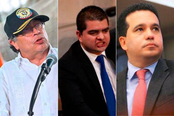 El presidente, Gustavo Petro, se reunió con el liberal Julián Bedoya y el conservador Carlos Andrés Trujillo. FOTOS: Cortesía y Colprensa