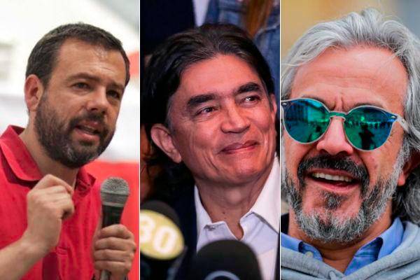 Carlos Fernando Galán, Gustavo Bolívar y Juan Daniel Oviedo son los candidatos que encabezan la intención de voto a la Alcaldía de Bogotá según la encuesta Invamer. FOTOS: Colprensa
