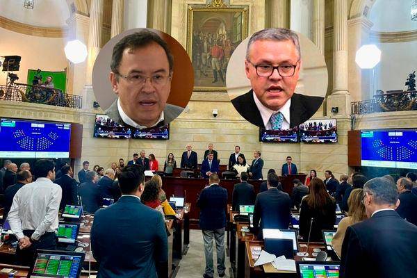 Los ministros del Interior, Alfonso Prada, y de Justicia, Néstor Osuna (foto-detalle), tienen la tarea de defender el proyecto de ley ante el Congreso. Llegará con mensaje de urgencia. FOTO Cortesía