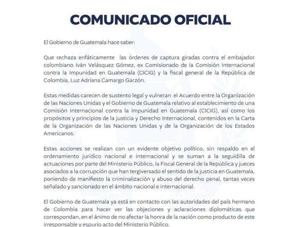 Comunicado de Guatemala. Foto: Redes Sociales.