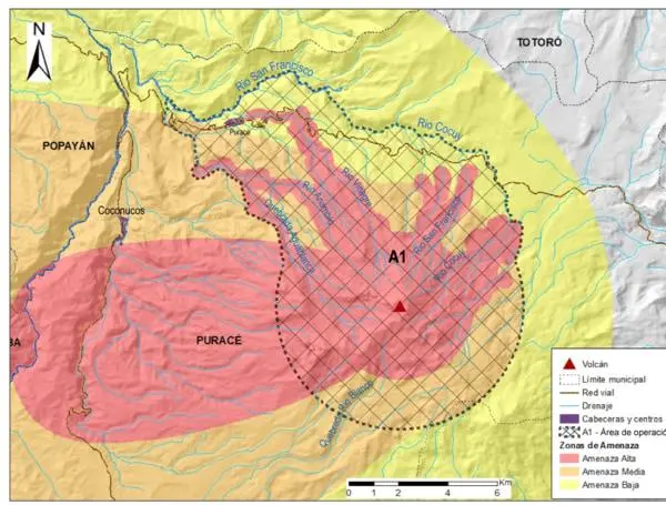 Zona de influencia del volcán. FOTO: Cortesía UNGRD