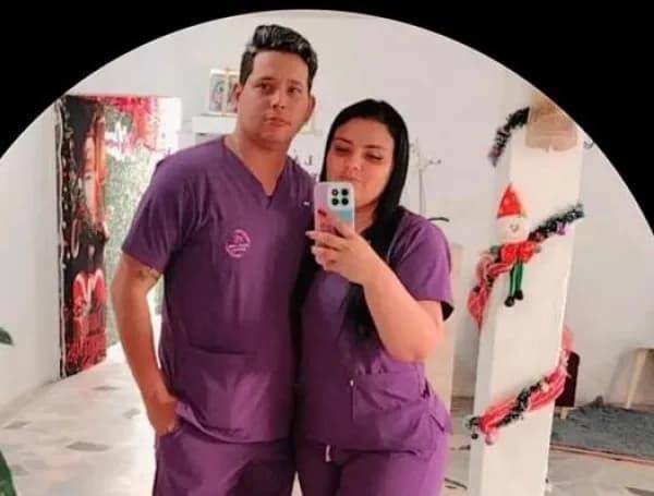 <b>María Fernanda Delgado Hernández (dueña del local) junto a Edinson Torres (administrador y su pareja sentimental) FOTO: Redes sociales. </b>