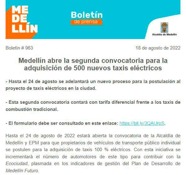 Los taxis eléctricos no pegaron en Medellín: de 500 prometidos hay 19 rodando