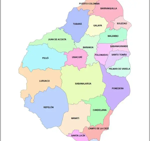 Mapa del departamento del Atlántico. FOTO: Gobernación del Atlántico. 