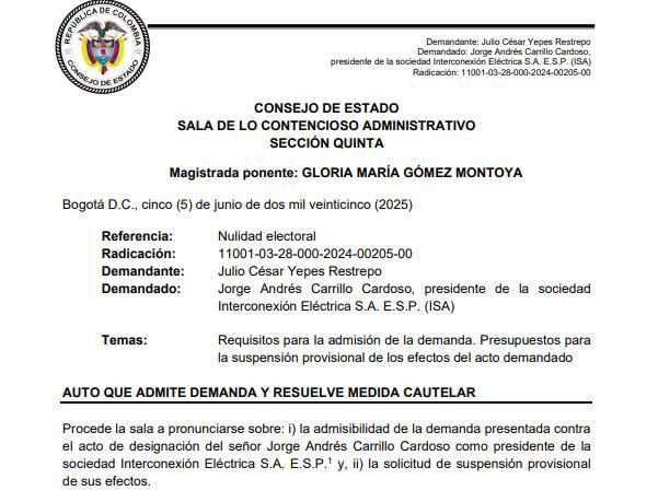 Auto del Consejo de Estado.
