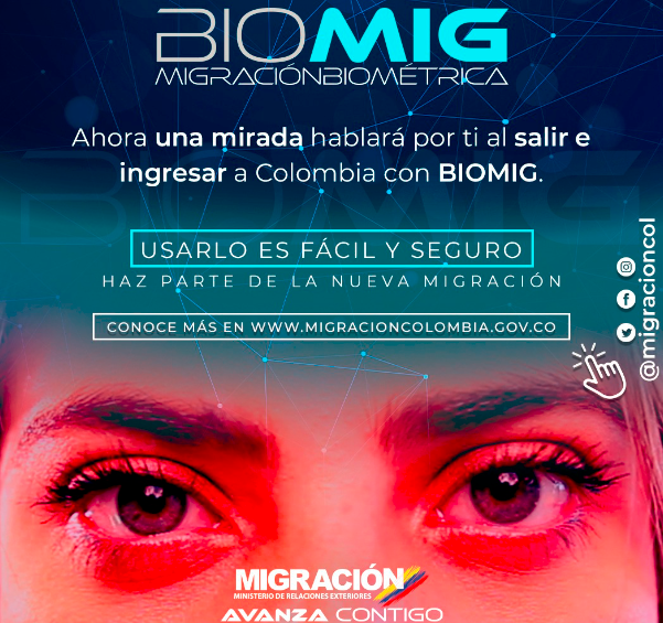 bioming la plataforma que a través del registro del iris podrá agilizar su transito por migración. Foto: Tomada del Facebook de Migración Colombia. 