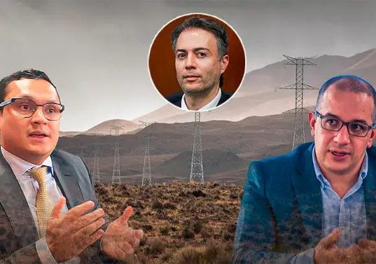 De izquierda a derecha: Jhonatan Villada Palacio, director de Aprovisionamiento Corporativo de la compañía; Daniel Quintero, exalcalde de Medellín; y Jorge Carrillo, presidente de ISA. <span class="mln_uppercase_mln">FOTO</span> <b><span class="mln_uppercase_mln">EL COLOMBIANO. </span></b>