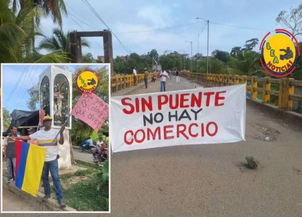 Manifestaciones en el puente de San Juan tras más de tres meses sin que se repare la estructura. FOTO: imagen tomada de redes.