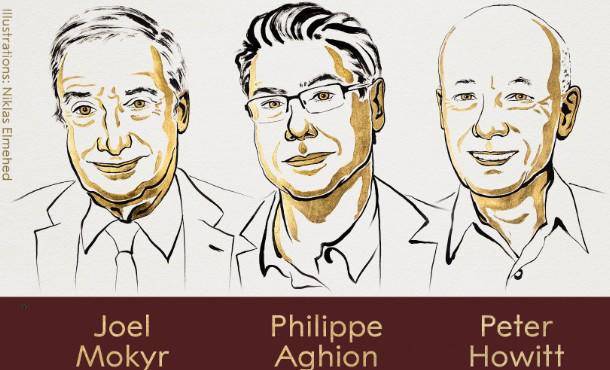 Premio Nobel de Economía 2025 a Joel Mokyr, Philippe Aghion y Peter Howitt, los arquitectos del crecimiento impulsado por la innovación. FOTO: Tomado de @NobelPrize.