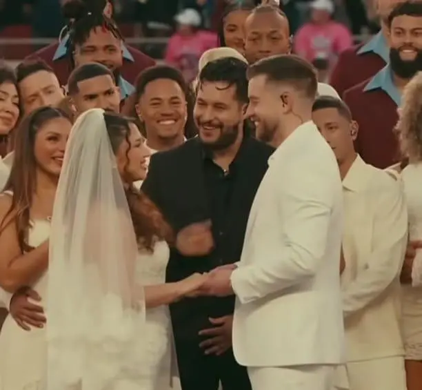 La boda real en el Super Bowl 2026. FOTO: Captura de video