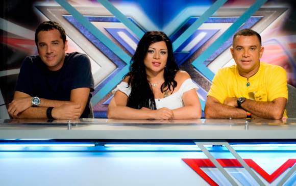 José Gaviria, Marbelle y Juan Carlos Coronel, en las primeras ediciones de Factor X . FOTO Cortesía RCN