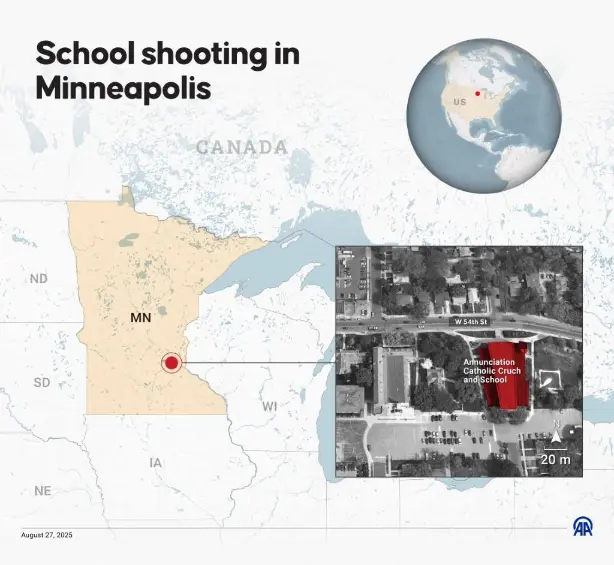 Trump ordena izar banderas a media asta tras tiroteo en escuela católica de Minneapolis; niños relatan el horror