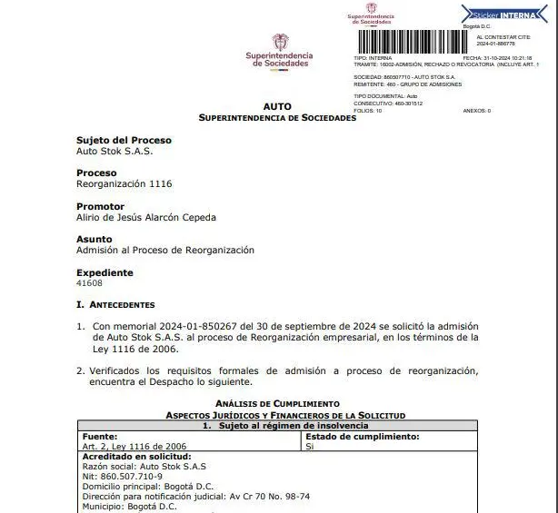 Una de las mayores vendedoras de carros en Colombia entra en proceso de reorganización