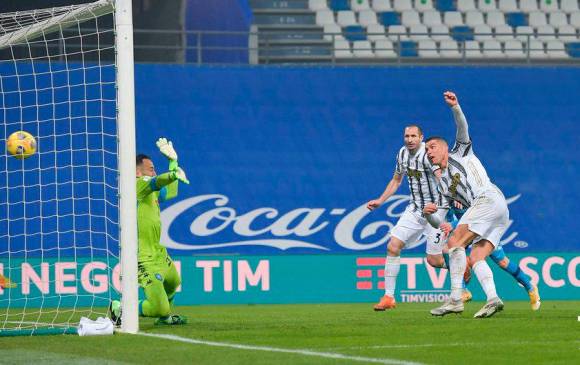 Acción del primer gol de Juventus anotado por Cristiano Ronaldo. FOTO TOMADA DE TWITTER @juventusfc