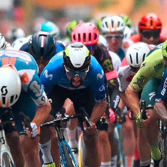 Gaviria está en un gran nivel en el Giro. Aún tiene opciones de lograr victoria. En su historial en esta prueba suma cinco triunfos. FOTO: Tomada de X @Movistar_Team