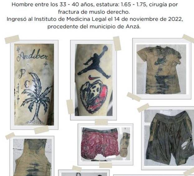 En Liborina fue encontrado el cuerpo de un hombre con estas prendas. Se difunden para que pueda ser reconocido. 