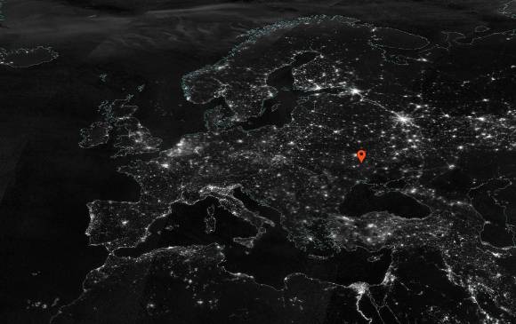 Esta es la imagen en la que Ucrania aparece iluminada como el resto de países de Europa. FOTO EFE/NASA