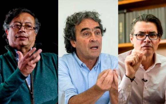 Gustavo Petro, Sergio Fajardo y Alejandro Gaviria son los precandidatos entre los que se dispersará la militancia de Alianza Verde. FOTO: Colprensa y Camilo Suárez