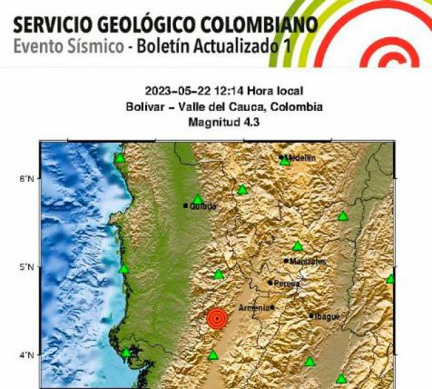 El epicentro del temblor del Valle del Cauca, fue Bolívar, según el SGC. FOTO Tomada del Twitter @sgcol