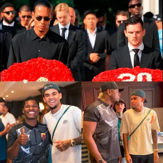 En las imágenes se muestra el contraste del sepelio de Jota y las grabaciones de Luis Díaz con los influencers. FOTOS TOMADAS DE X