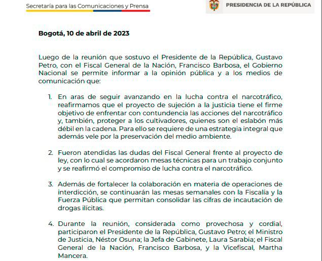 Petro cede ante el Fiscal y cambia puntos polémicos en ley de narcos