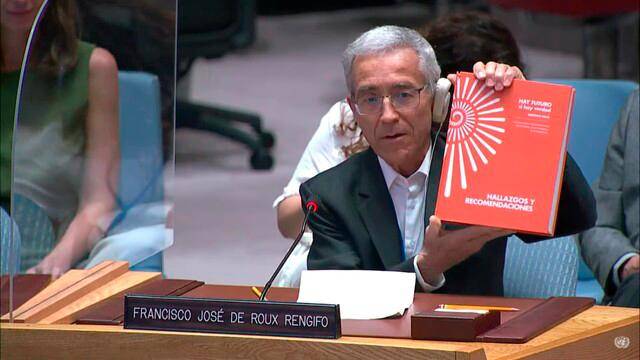 El presidente de la Comisión de la Verdad, Francisco de Roux, presentó ante el Consejo de Seguridad de la ONU el informe final de la entidad. FOTO: COLPRENSA