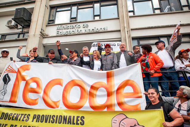 Imagen de archivo de protesta de Fecode de febrero de 2023. FOTO: Colprensa