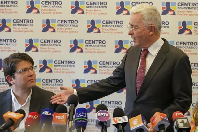 El expresidente Álvaro Uribe le dio la cabeza de lista al Senado del Centro Democrático a Miguel Uribe en 2022. FOTO COLPRENSA