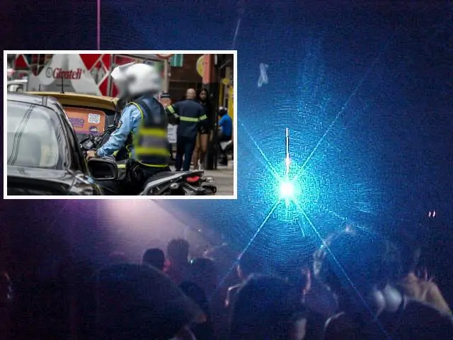 Imagen de referencia de un agente de tránsito de Itagüí y de una fiesta o rumba en este municipio. FOTO: EL COLOMBIANO