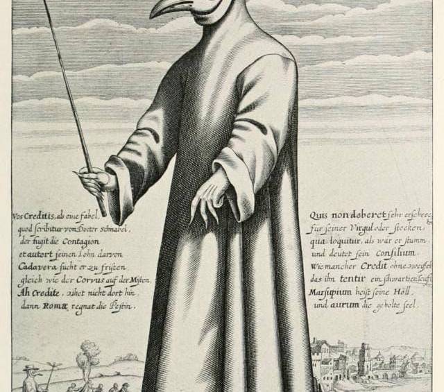 Grabado de Paulus Fürst, Doctor Schnabel von Rom (1656), FOTO: Museo Británico, en Londres, Reino Unido.