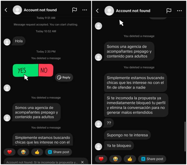 Los chats con los que reclutan menores de edad para redes de explotación sexual en Medellín: “Para atender ejecutivos y extranjeros”