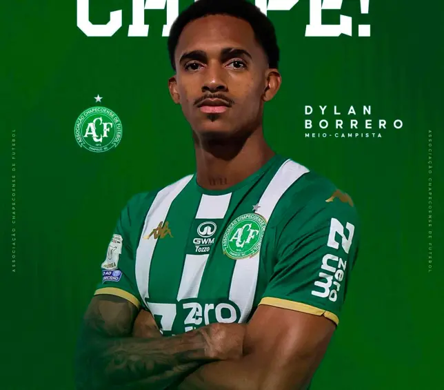 Así presentó Chapecoense a Dylan Borrero, el colombiano que es nuevo jugador del equipo brasileño. FOTO TOMADA X@ChapecoenseReal